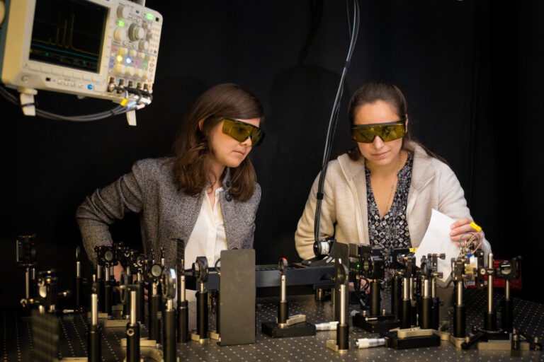 Researchers in the laser lab