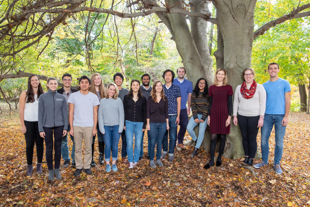 The Doyle lab gathered under a great beech tree behind the Frick Chemistry Laboratory